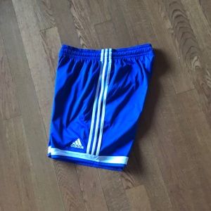 Blue addidas soccer shorts